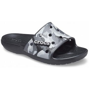 Crocs Classic Printed Camo Slide Men's Sandals Black | Australia 1219VRWD